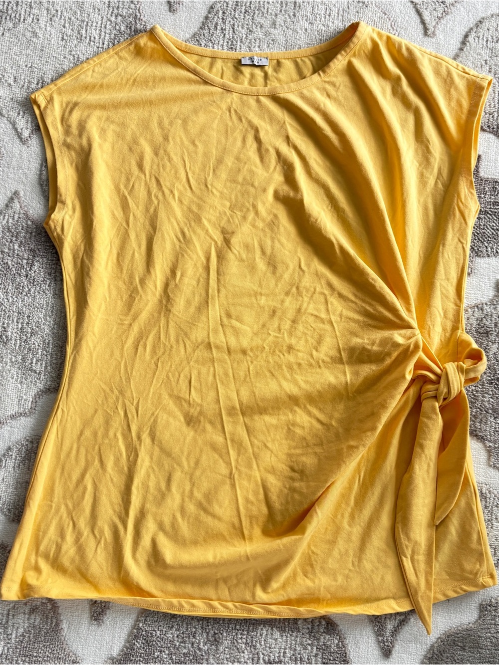 Yellow Side-Tie Women's  Crew neckline Top Size L